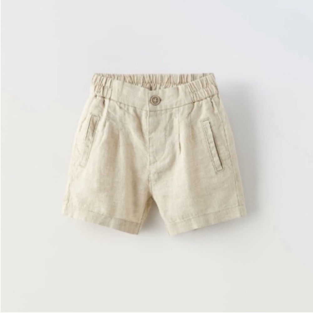 Zara Kids, Light Beige, Linen shorts, 18-24 M
